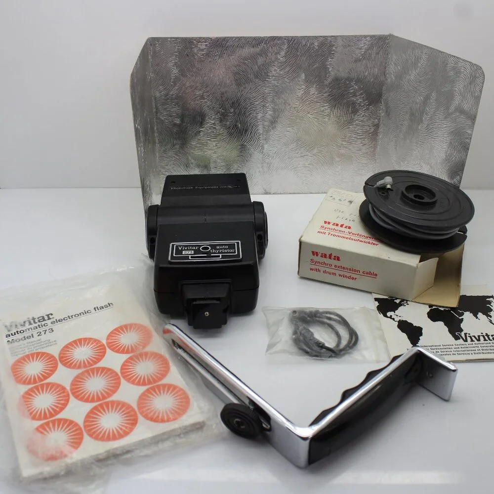 Vivitar Auto Thyristor Mdl# 273, 10 Ft Extension Cord, Stand Attachment, Manual